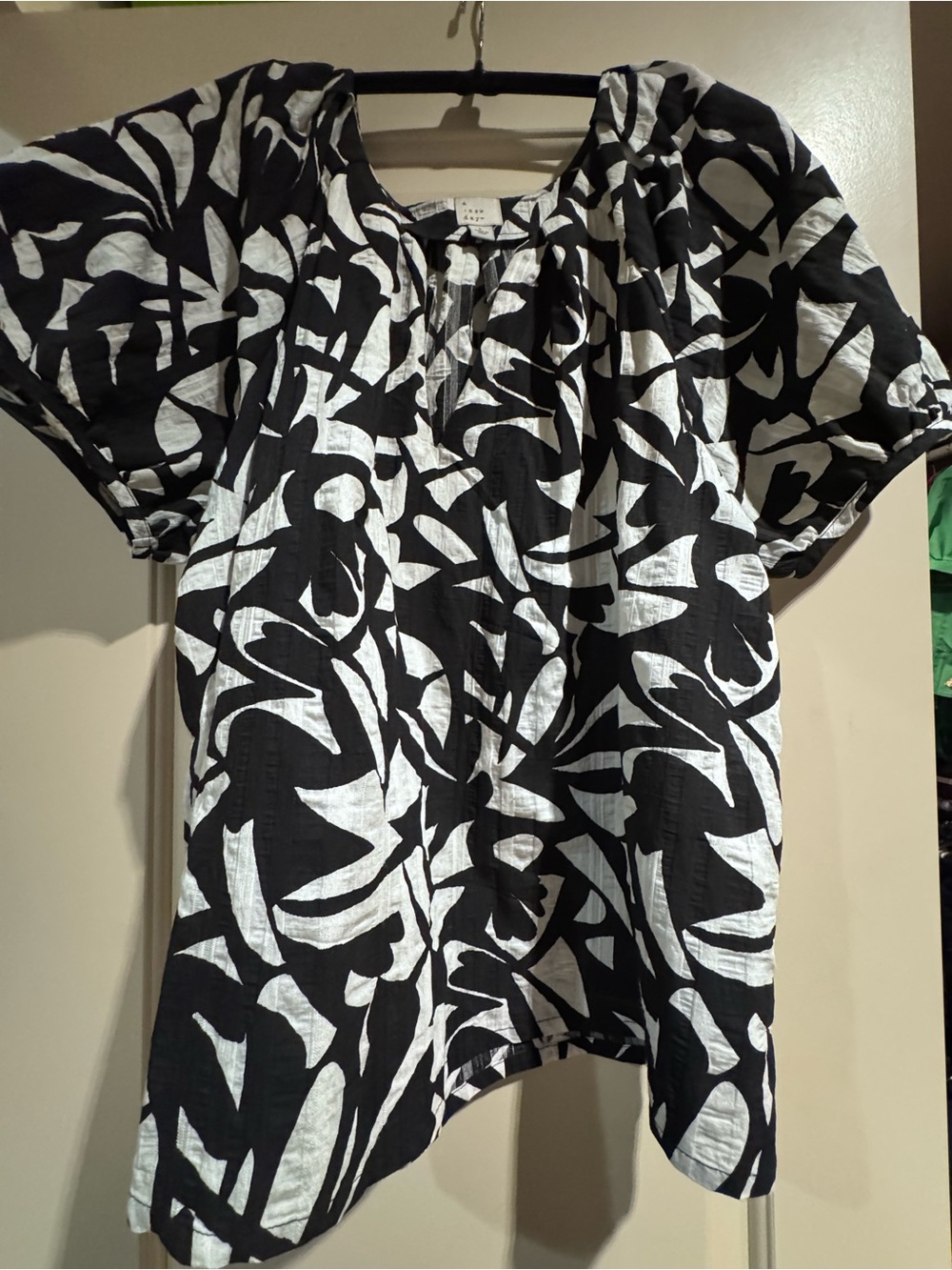 A New Day: Black & White Printed Women's Top